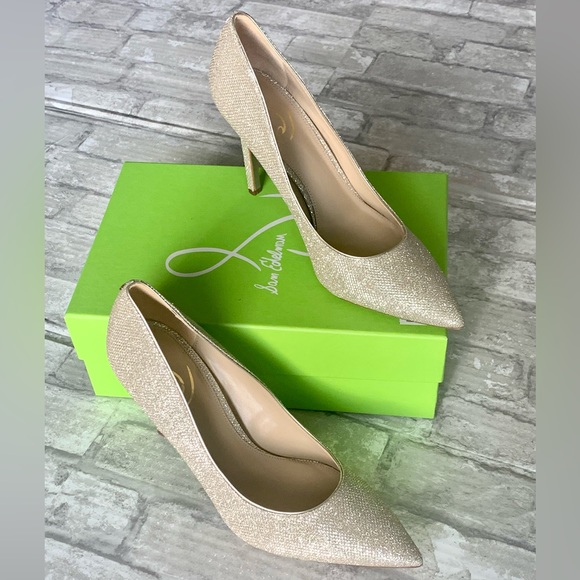 SAM EDELMAN: HAZEL POINTED TOE HEEL, LIGHT GOLD MESH - Picture 11 of 14